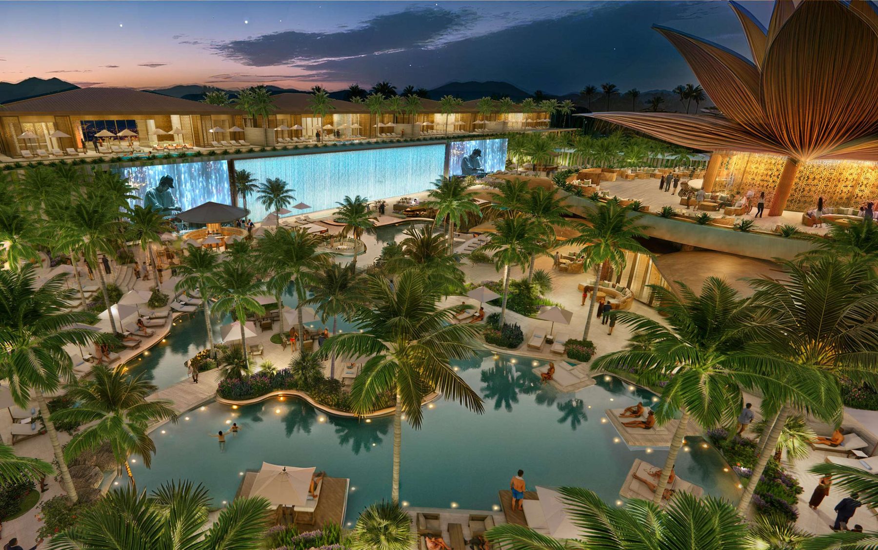 Cova lagoon and event venue at night