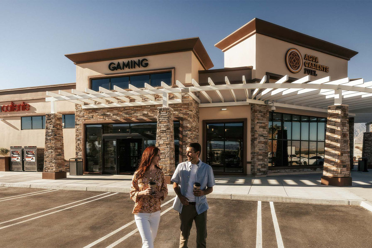 Exterior of a commercial fuel station and retail building in the desert
